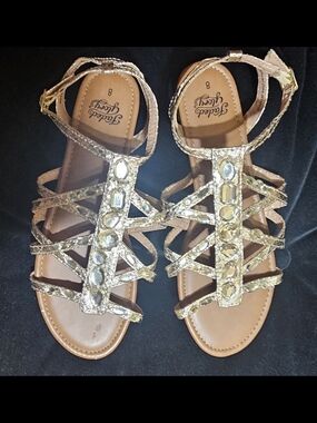 Faded Glory Gold Jeweled Gladiator Sandals